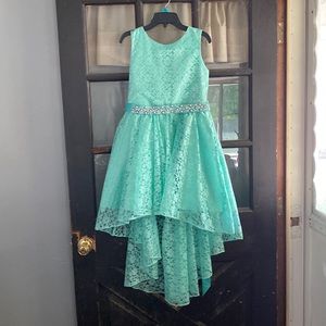 Girls mint green hi-low dress